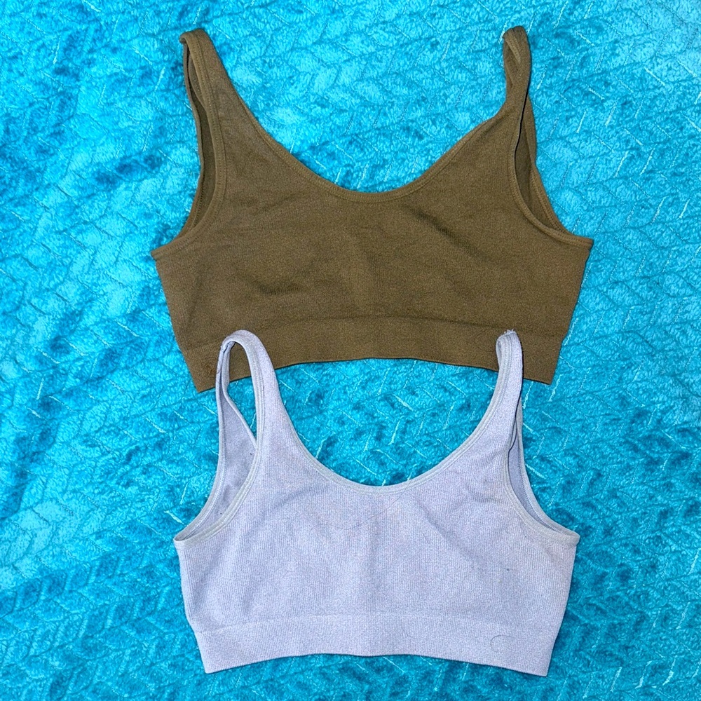 SHEIN Ribbed V-neck Sports Bras - Bundle of 2 - S